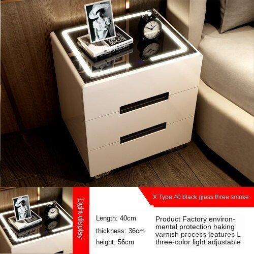 USB+ wireless charging smart bedside table simple modern … in Mandai - Image 1