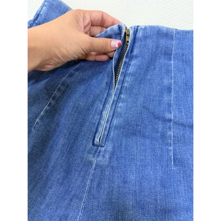 Jeans Shorts With Ruffled Legs Faded Color in Woodlands - Image 1