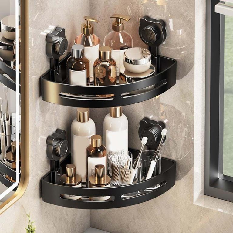 DOREENJ Suction Cup Triangle Storage Rack, Plastic Punch … in Sembawang - Image 1