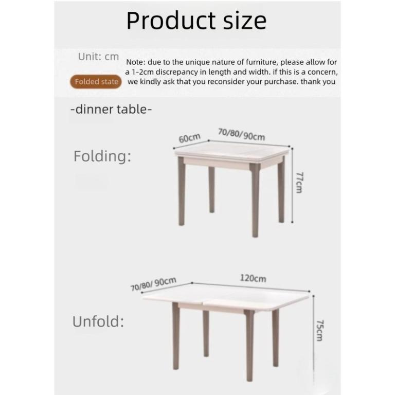 Slate Foldable Dining Table Set Solid Wood Space Saving … in Bishan - Image 1