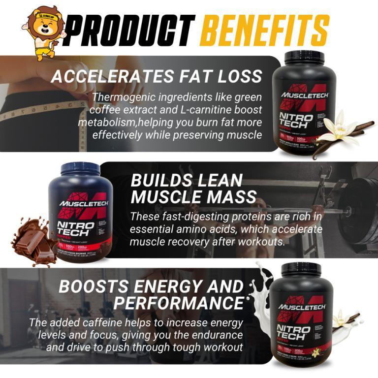 Muscletech, Nitro Tech Ripped, Ultimate Protein + Weight … in Singapore - Image 1