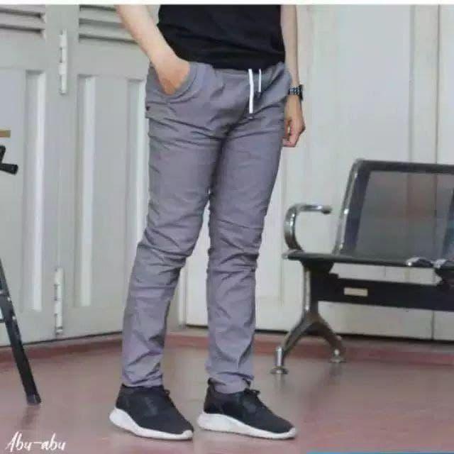 CHINO RIP RIB LONG COLOR PANTS FOR ADULTS WITH RUBBER WAIST in Bukit Batok - Image 1