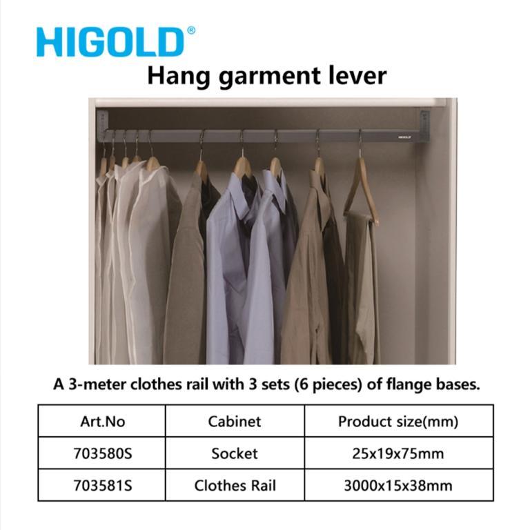 HIGOLD Hanging Rod Holder,Aluminium Rectangular Hanging Bracket in Mandai - Image 1