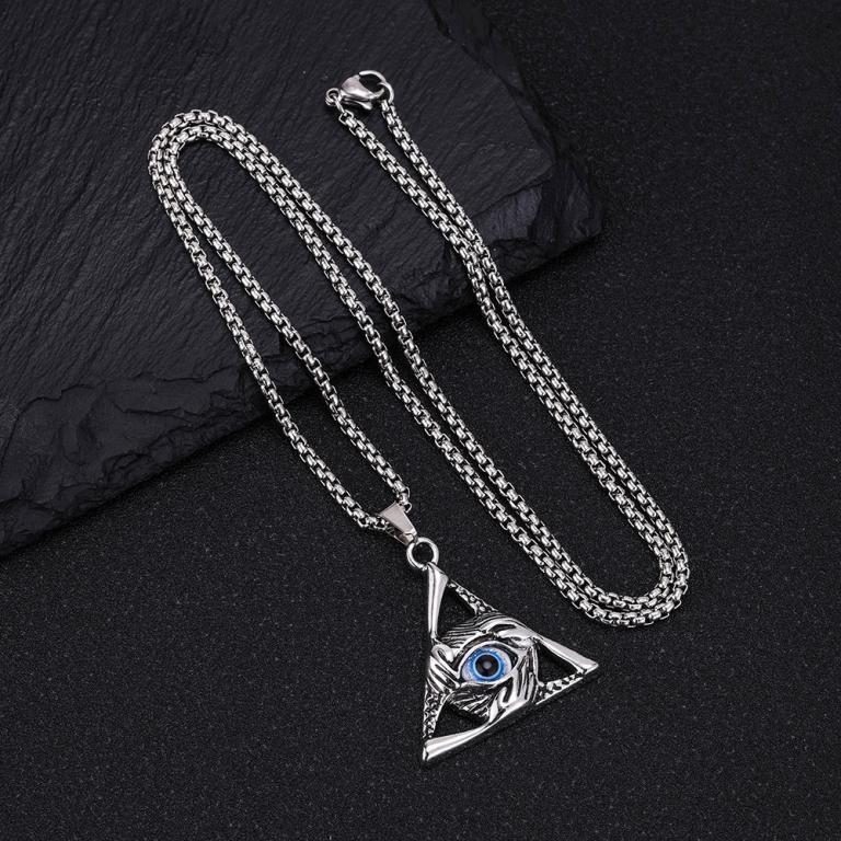 Retro Devil's Eye Necklace Men's Triangle Non-Fade Sweater Chain in Kuala Lumpur - Image 1
