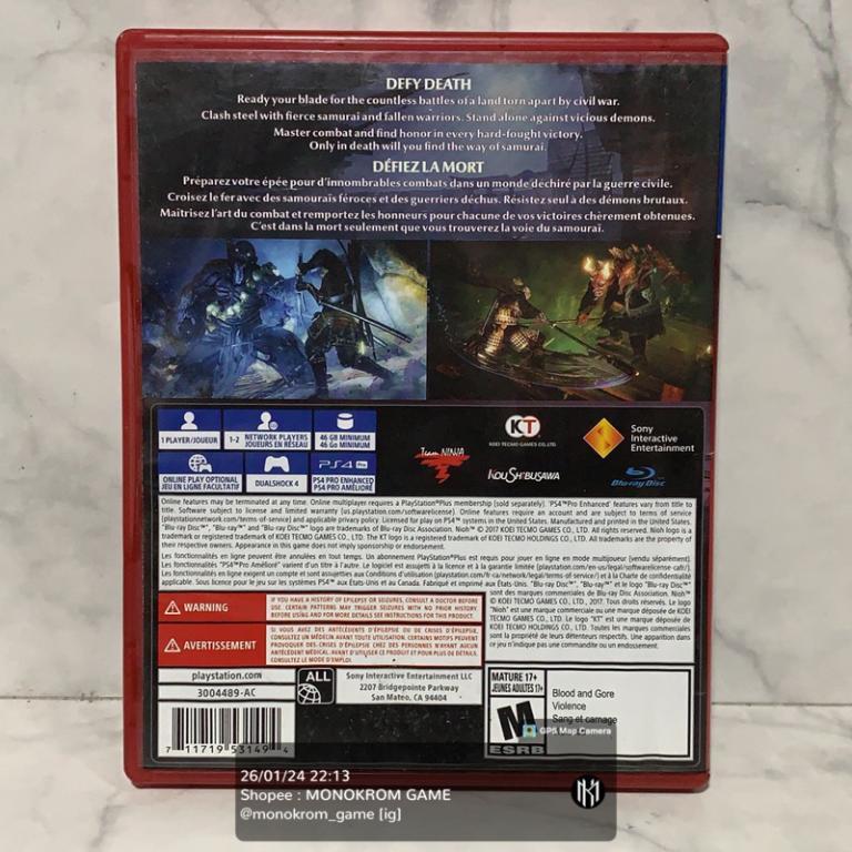 BD CASETS PS4 NIOH PLAYSTATION 4 SECOND in Subang Jaya - Image 1
