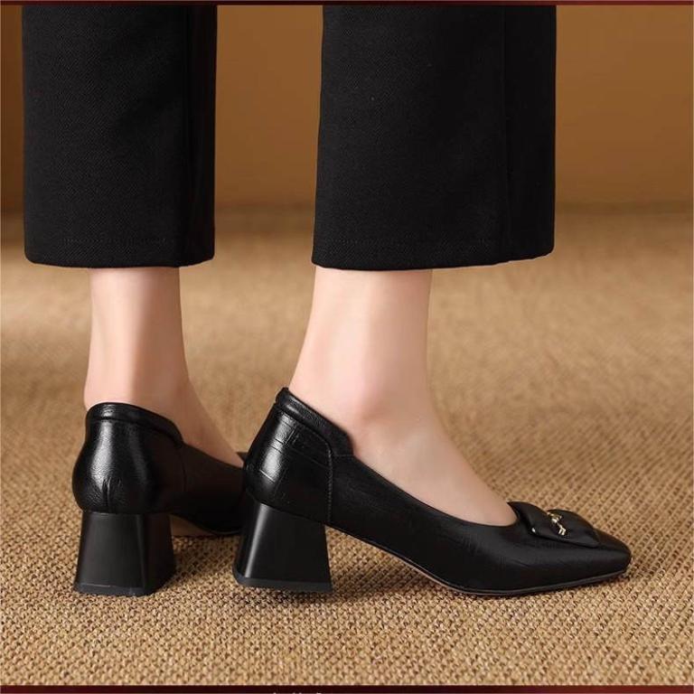 Spring Square Toe Mid-Heel Retro Work Shoes - Ideal for … in Kajang - Image 1