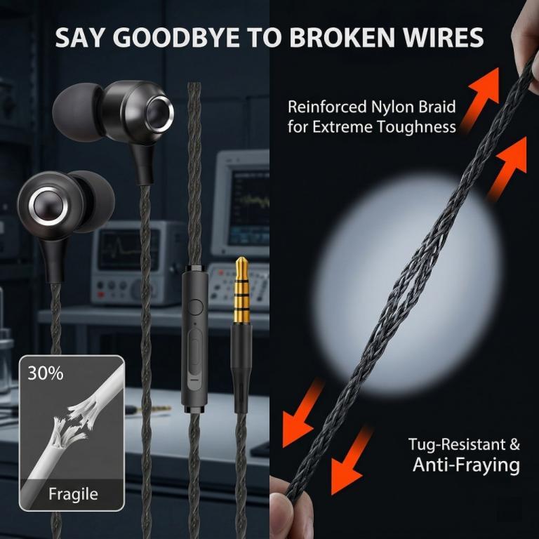 HiFi In-Ear Wired Earphones Metal Shell Braided Cable … in Shah Alam - Image 1