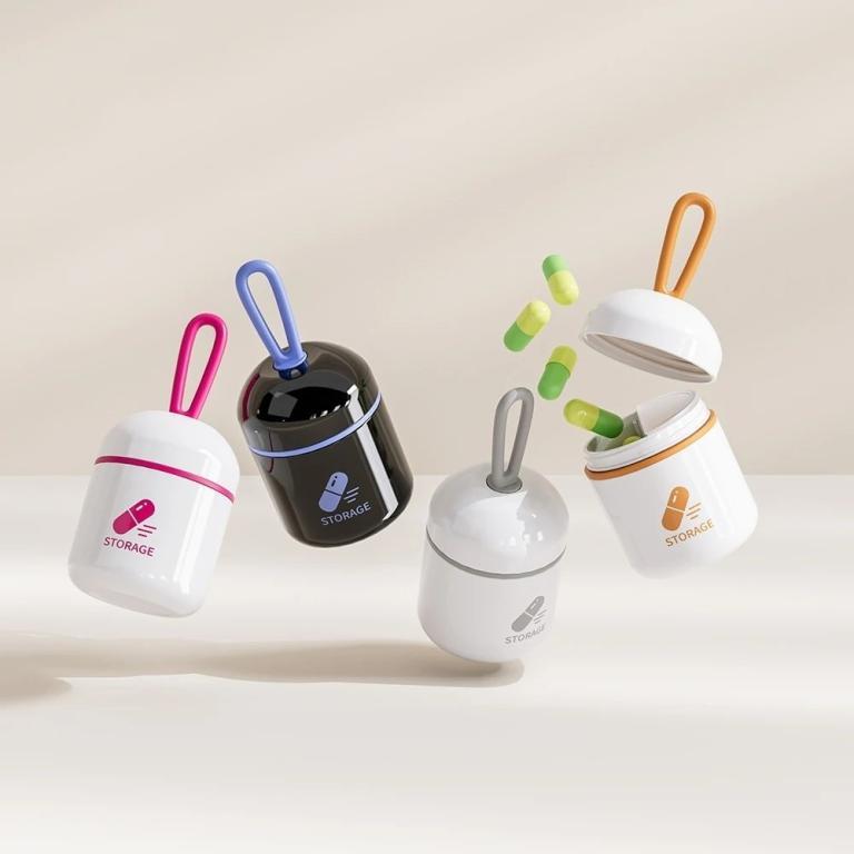 BAIHEE Portable Pill Box, Handle Design Plastic Pill … in Taman Johor Jaya - Image 1