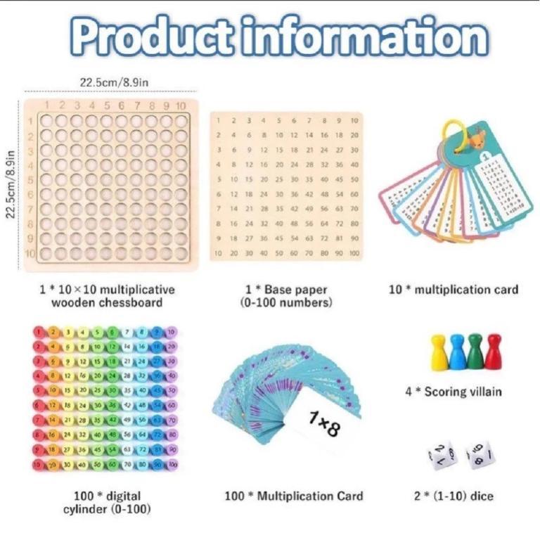 Board Toy Math Game Children 3 in1 Arithmetic Hundred Table … in Johor Bahru - Image 1