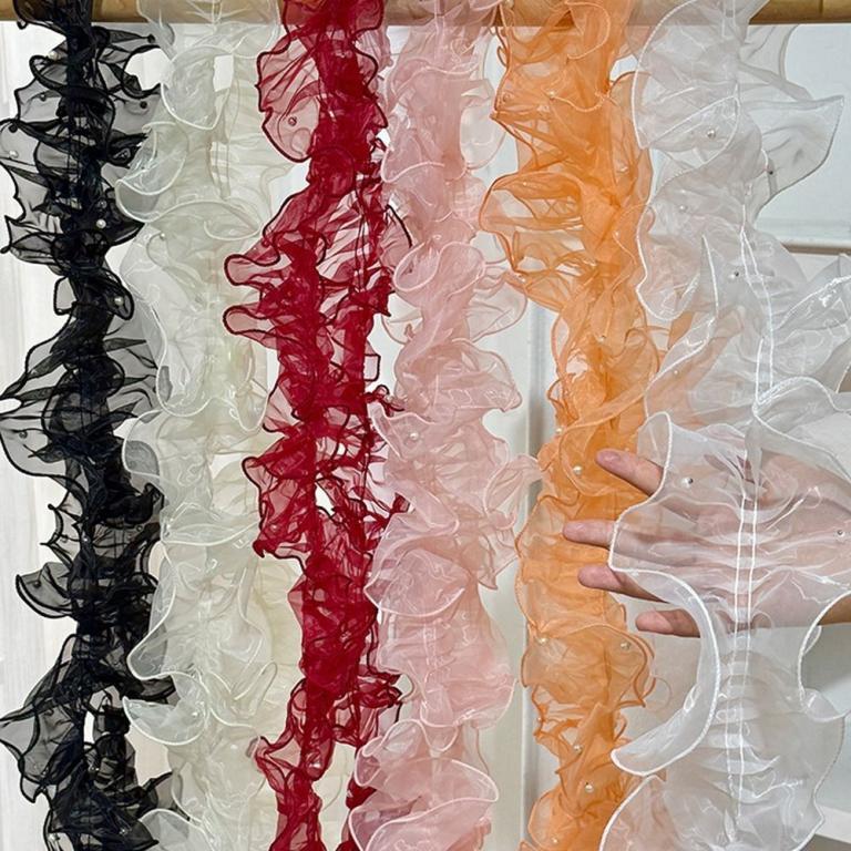 SHOOGMY Organza Beaded Ribbon, 1 Yard Wave Ruffle Edge … in Johor Bahru - Image 1