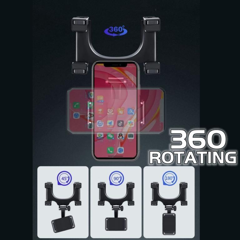 Anti Shock Retractable In-Car Rear View Mirror Mount Phone … in Shah Alam - Image 1