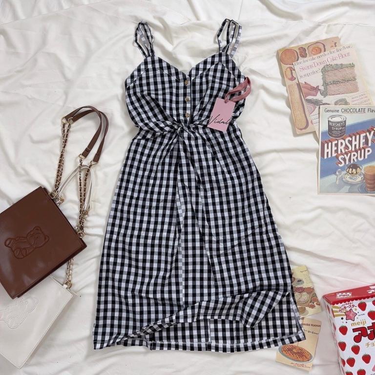 VIDAL PLAID DRESS IN BLACK in Kajang - Image 1
