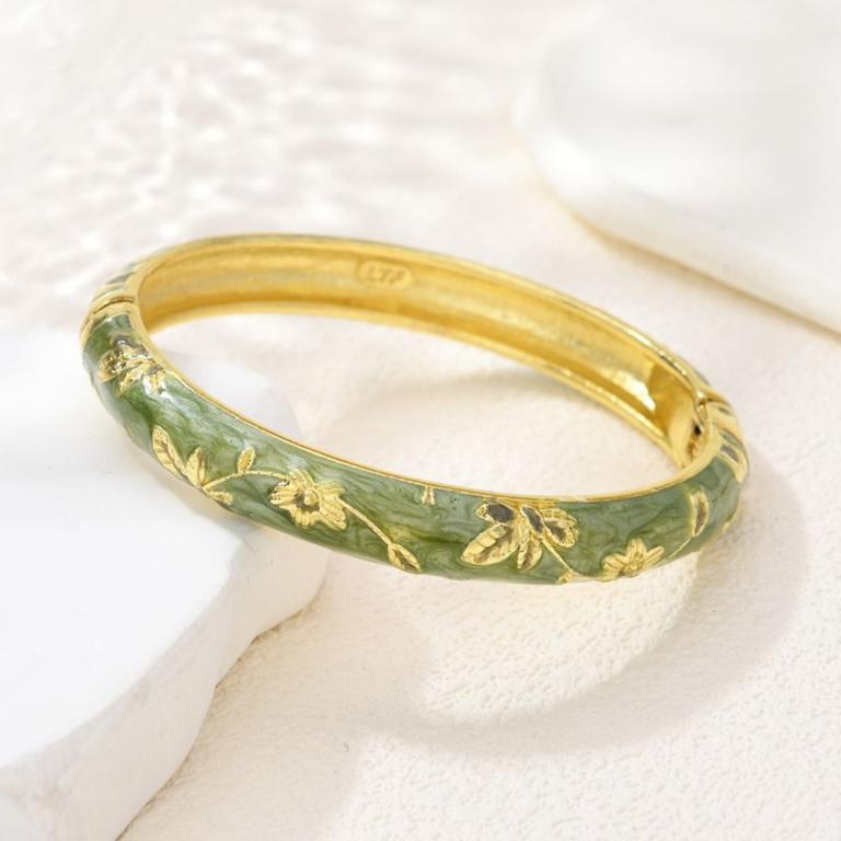 JUNMPER2R Enamel Floral Bangle, Chinese Style Colorful Open … in Kota Kinabalu - Image 1