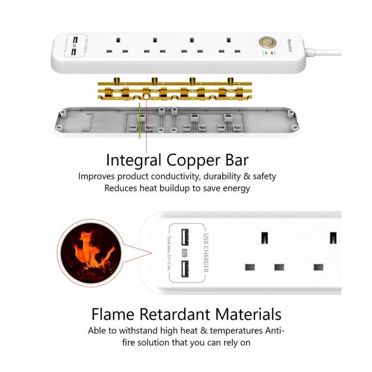Huntkey SUC-507 UK Socket Power Strip 4* UK Standard … in Kajang - Image 1