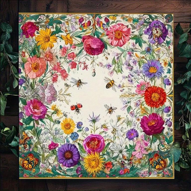 1Pc Floral And Insect Tarot Cloth - Vibrant Plant Pattern … in Shah Alam - Image 1