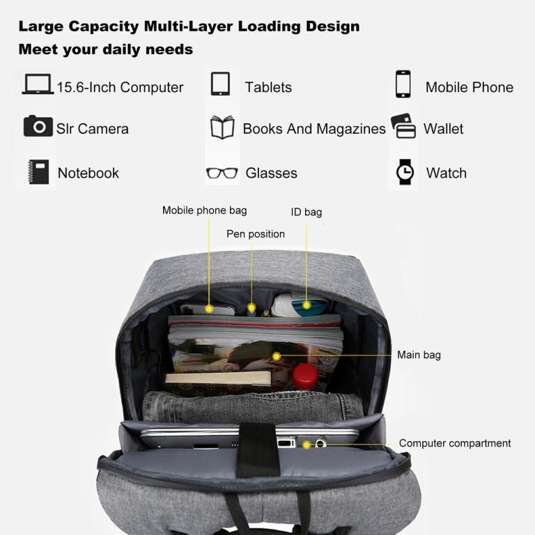[LIX1] Laptop Backpack For 17 Inch Bag With USB Port … in Ipoh - Image 1
