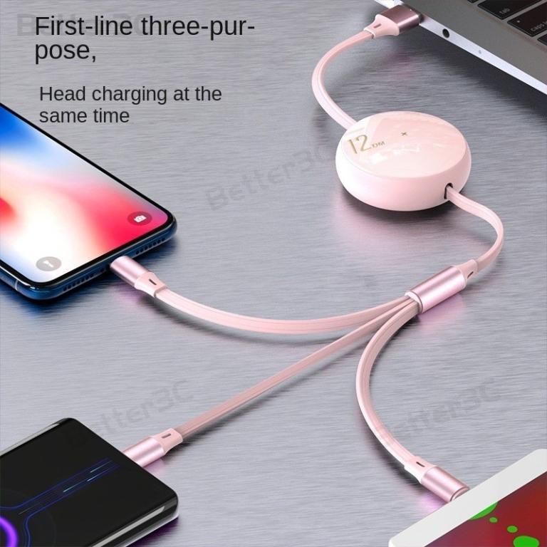 3 In 1 120w Super Fast Charging Cable Retractable Phone … in Sembawang - Image 1