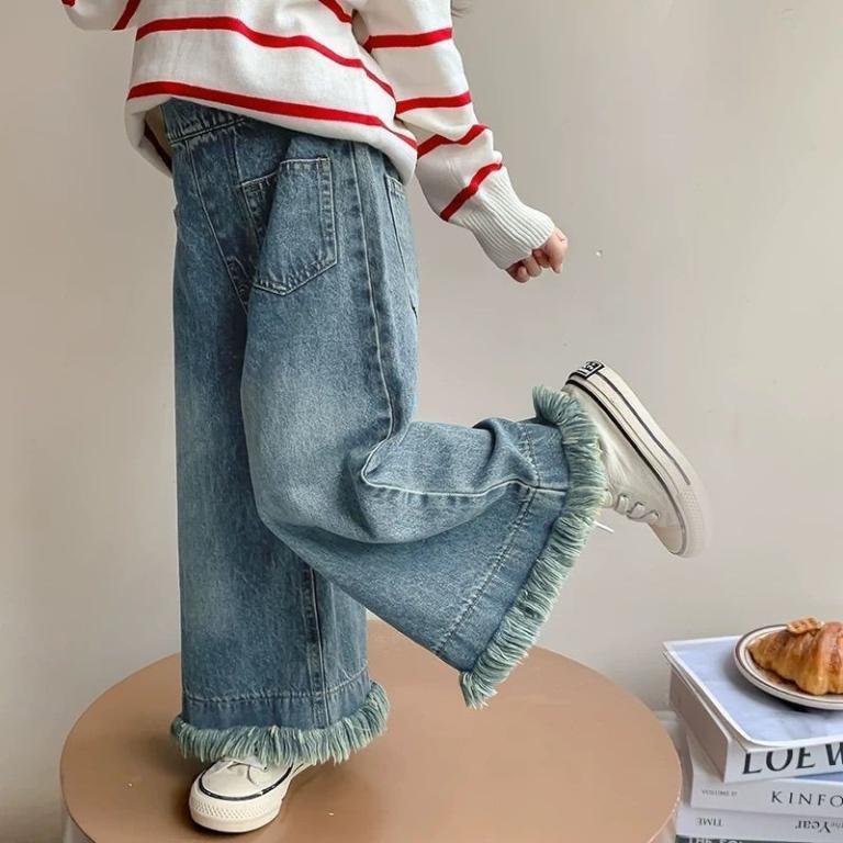 Spring New Style Girls Straight Jeans Children Solid Color … in Johor Bahru - Image 1
