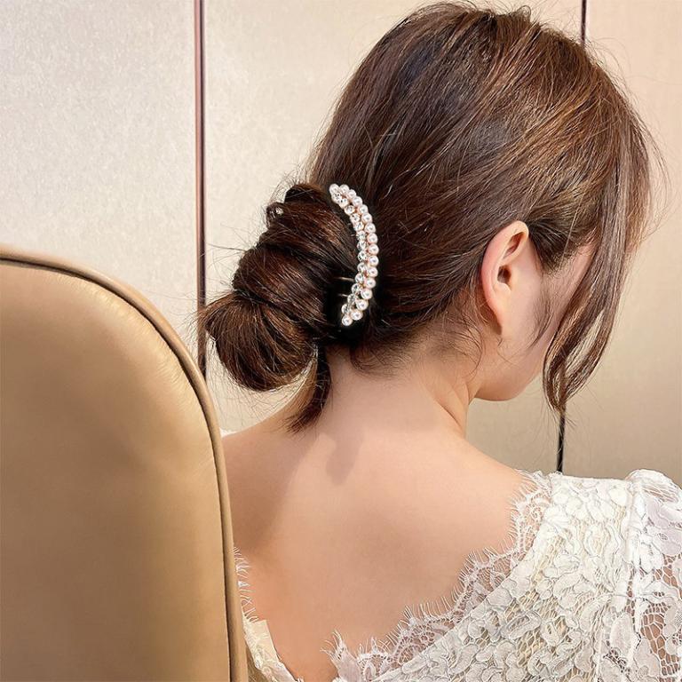 1Pc Gold Color Rhinestone Pearl Hair Clips for Women … in Subang Jaya - Image 1