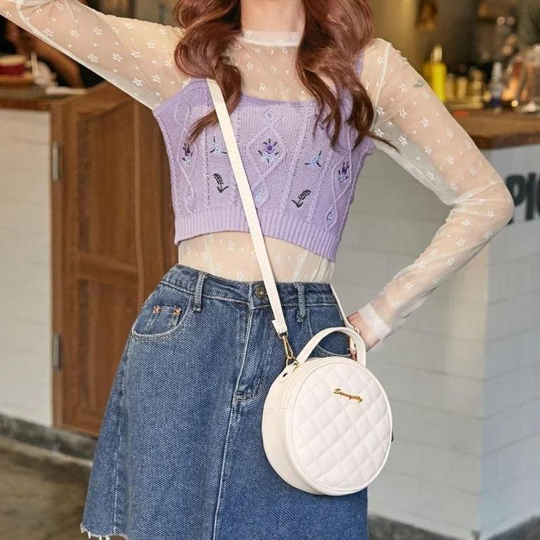LUCKY-EBINLANDS Small Round Bag, PU Leather Solid Color … in Ipoh - Image 1