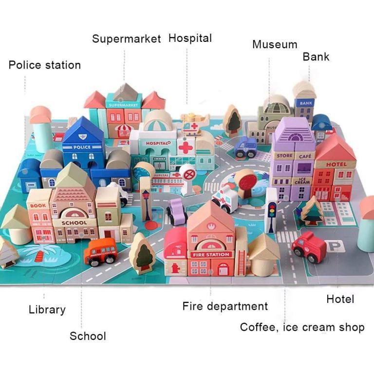 140pcs Wooden Building Blocks Set Early Learning Educational … in George Town - Image 1