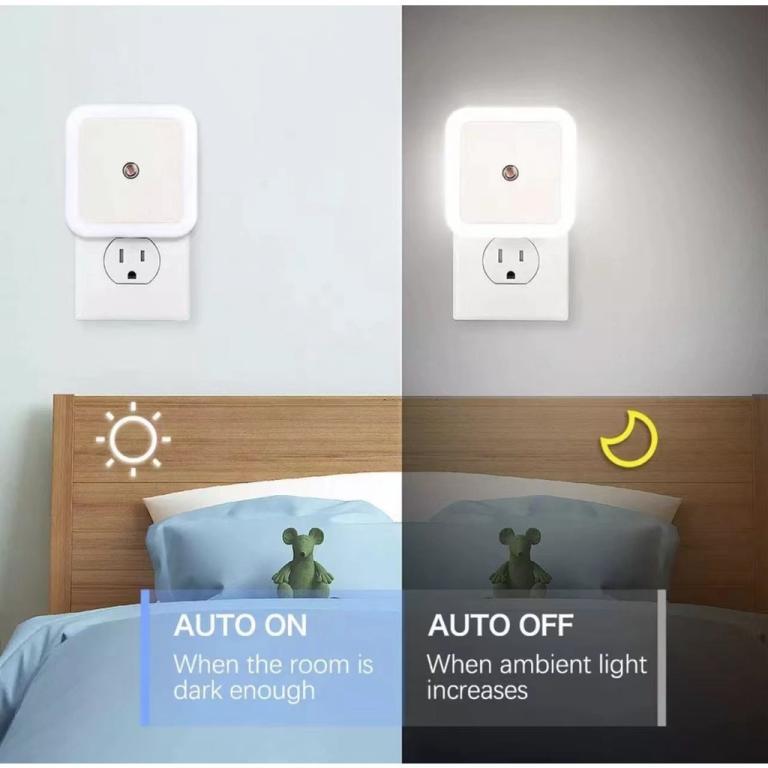Square LED Sensor Night Light Plug in Wall Nightlight Auto … in Batu Feringgi - Image 1