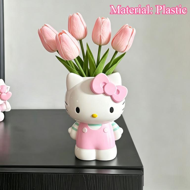Kitty Cat Shape Vase Colorful Simulation Lily Tulip Set … in Petaling Jaya - Image 1