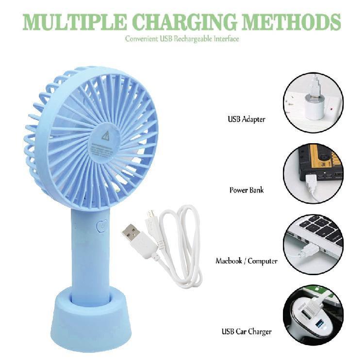 ST-09 Mini Handheld Fan Base USB Rechargeable Portable … in Johor Bahru - Image 1