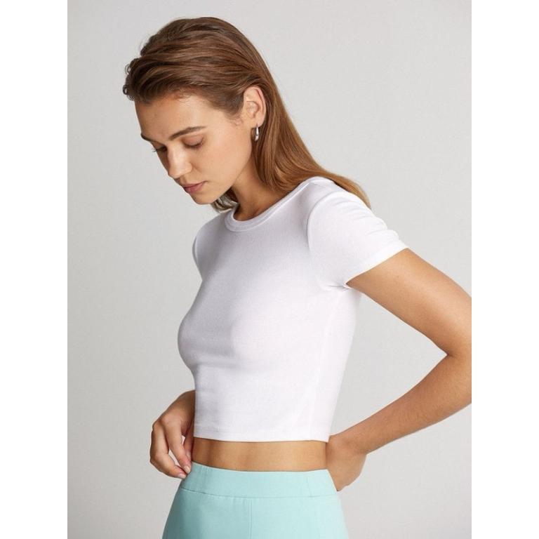 Basic Crop Tee HM Ribbed Knit | Rib Knit Crop Top Sexy Branded in Kajang - Image 1