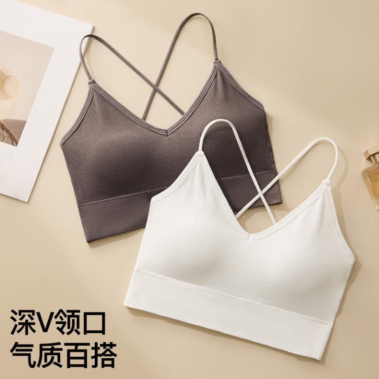 交叉细带美背吊带裹胸抹胸一体式固定杯打底露背瑜伽运动内衣文胸 * 类别 女装 > 上衣 > 背心Cross Strap … in Kuala Lumpur - Image 1