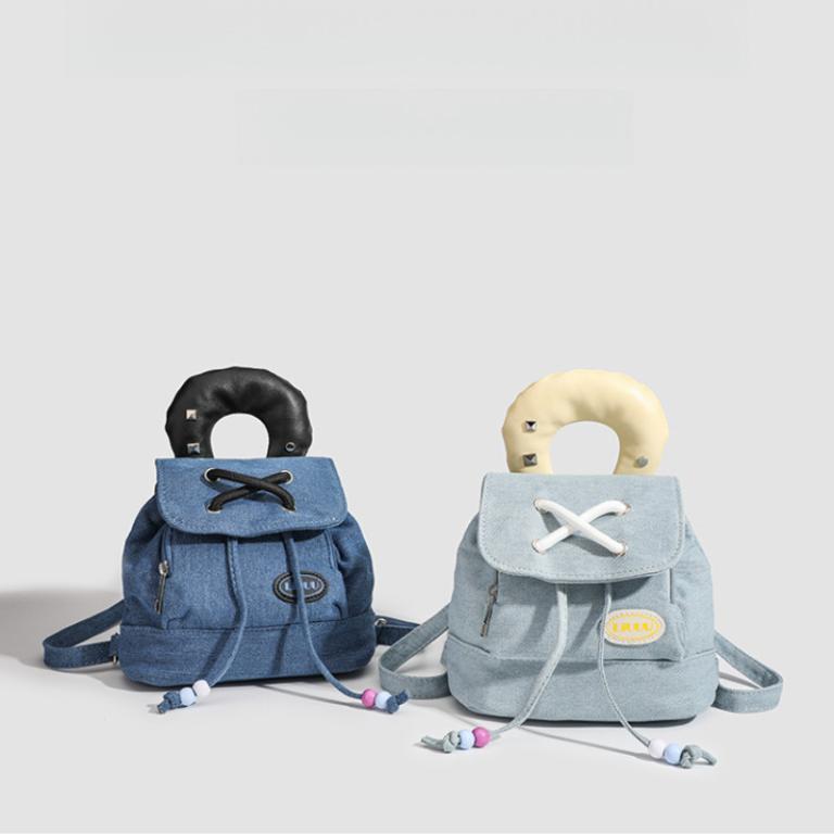 Cilks Denim Backpack College Style Backpack Contrast Color … in George Town - Image 1