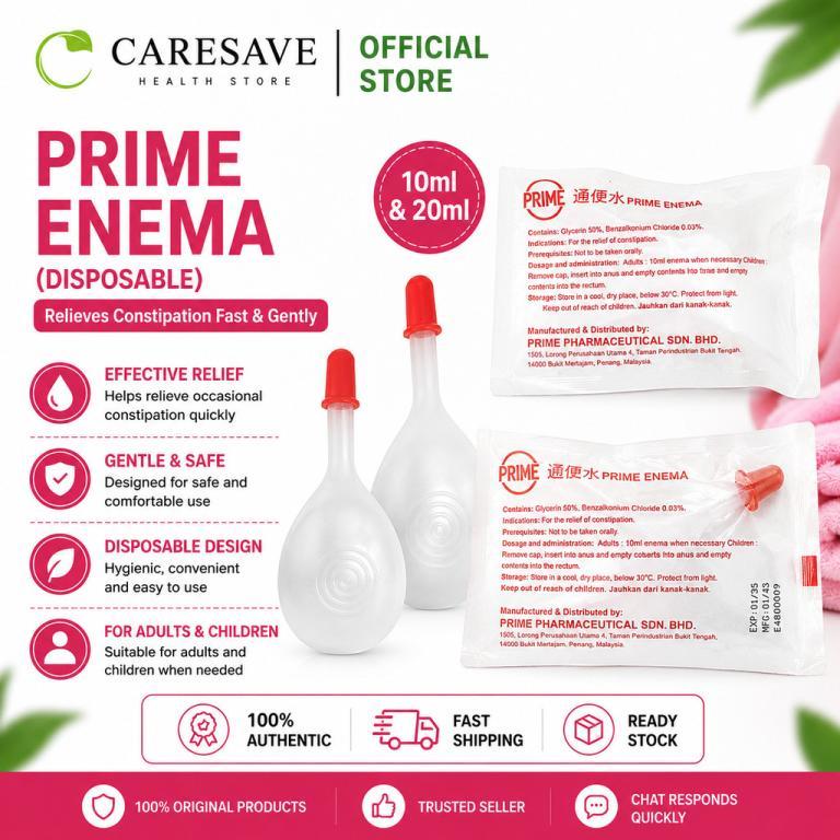PRIME ENEMA CONSTIPATION 10ML CHILDREN (EXP:01/2028) | 20ML … in Subang Jaya - Image 1