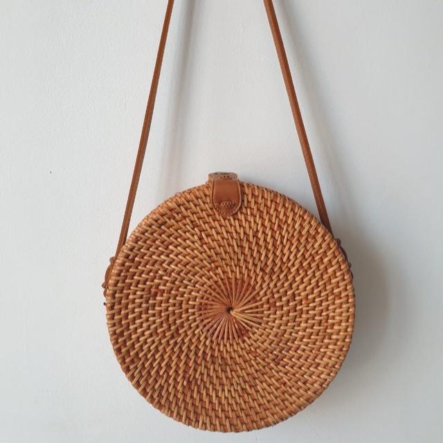 Full ROTAN Round Bag FULL Rattan Brown 20CM in Johor Bahru - Image 1