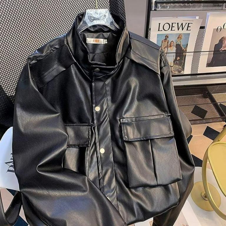 American Retro Ruffian Handsome Motorcycle Leather Jacket … in Pasir Ris - Image 1