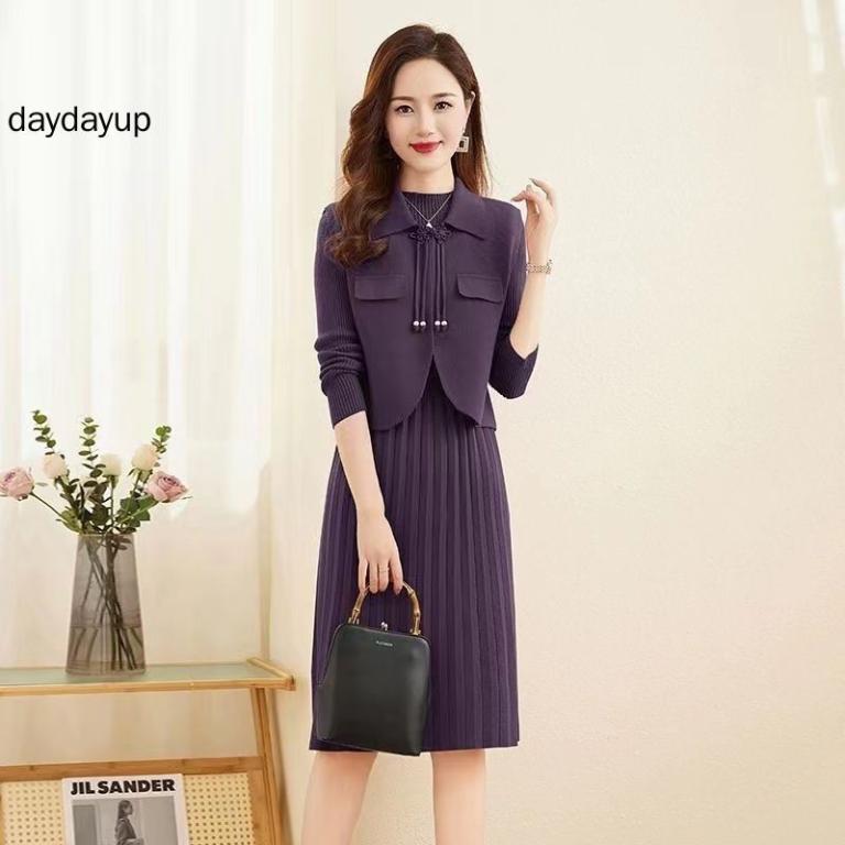 【2 Pcs Set】New Knitted Dress Spring Autumn Mid Length … in Bishan - Image 1