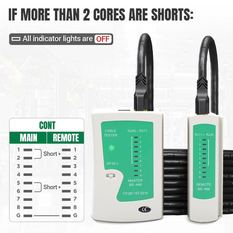 AMPCOM Network Cable Tester RJ45 Ethernet Cable Tester Lan … in Bukit Merah - Image 1