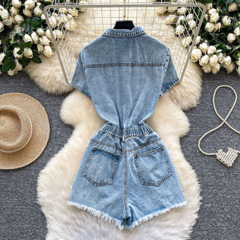 Overall Style Ripped Ripped Frayed Narrow Waist Jumpsuit in Bukit Merah - Image 1