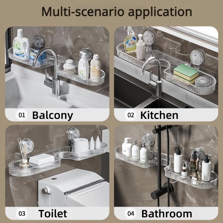 GOTEDER Suction Cup Washbasin Storage Rack Faucet Wall … in Toa Payoh - Image 1