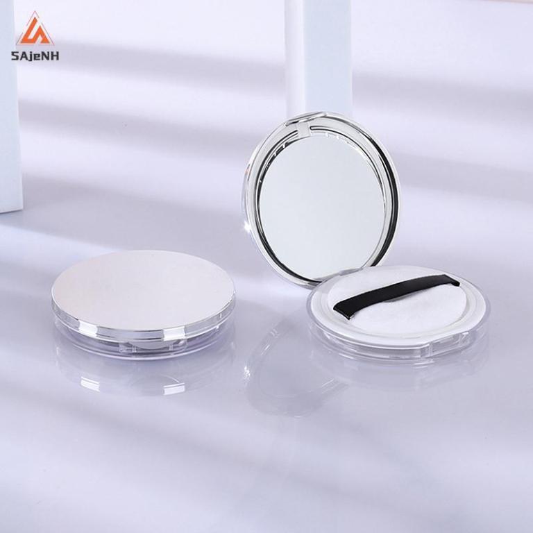 Portable Plastic Powder Box Loose Pot with Powder Puff Mirror in North-Eastern Islands - Image 1