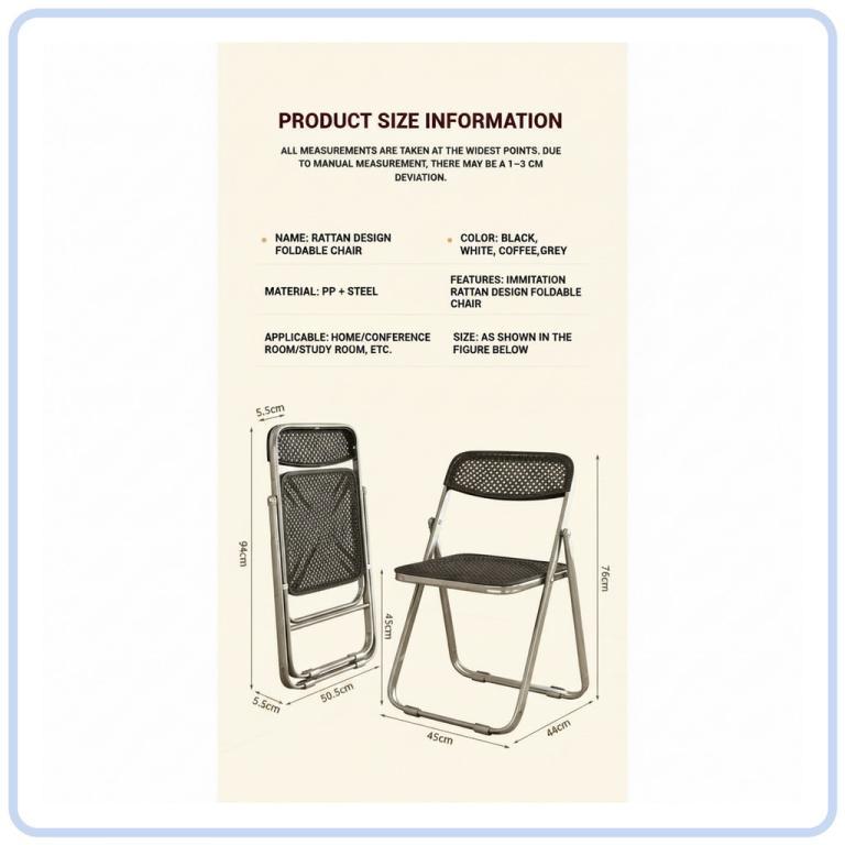 Minimalist Rattan Design Foldable Chair / Space - Saving / … in Sembawang - Image 1