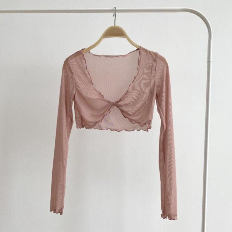 [READY STOCK] Mesh Knot Cardigan, Ruffle Long Sleeve … in Toa Payoh - Image 1