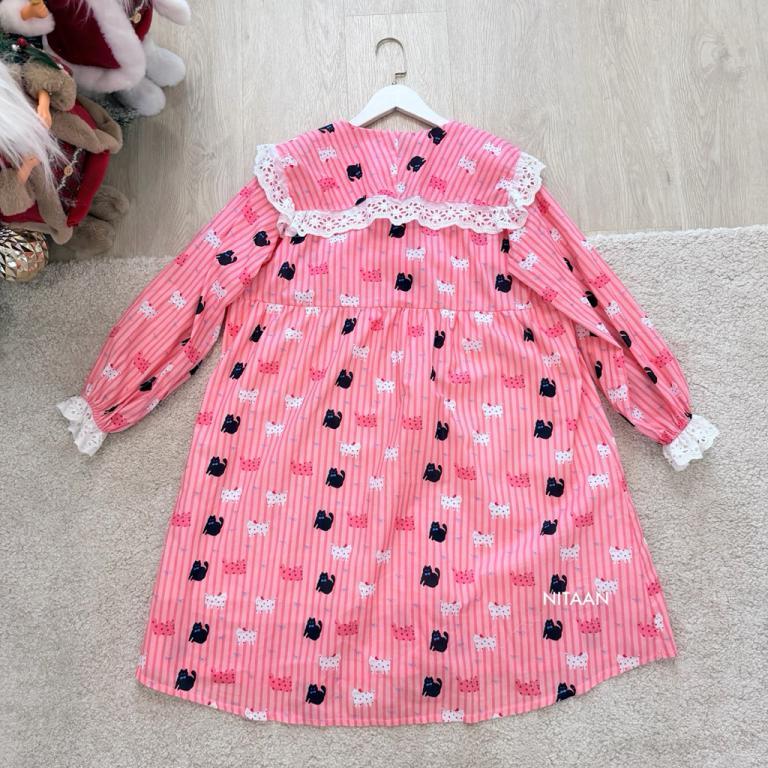 NITAAN ???? TRIPLE BOW DRESS Blue Lace Ruffled Collar Long … in Novena - Image 1