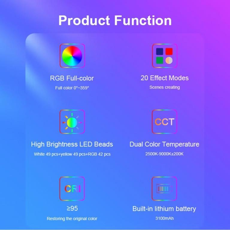 RGB LED Video Light Portable Camera Panel 0-360 Full Color … in Mandai - Image 1