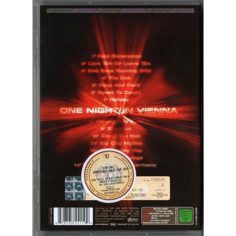 SCORPIONS -- Unbreakable One Night In Vienna (World Tour … in North-Eastern Islands - Image 1