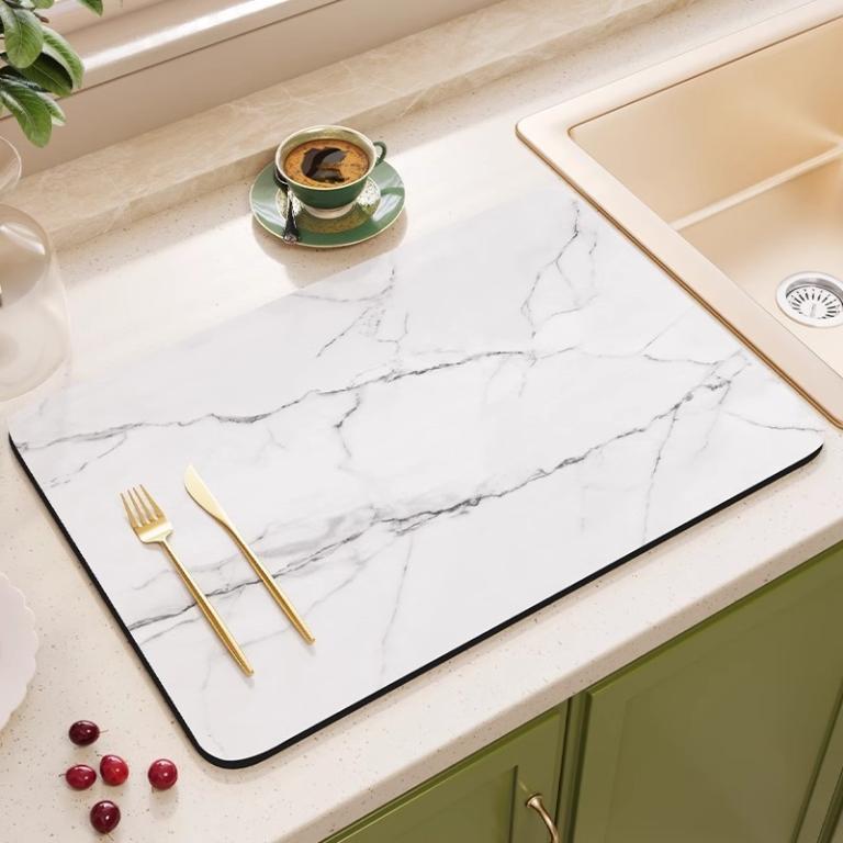 Kitchen Drain Mat Marble Pattern TEMU Diatom Mud Countertop … in Toa Payoh - Image 1