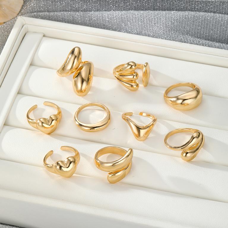 9Pcs Gold Double Heart Rings for Women Unique Stackable … in North-Eastern Islands - Image 1