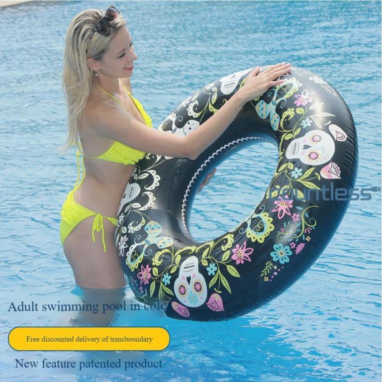Skull Pool Rings Color Changing Blow Up Swim Tube Swim … in Bishan - Image 1