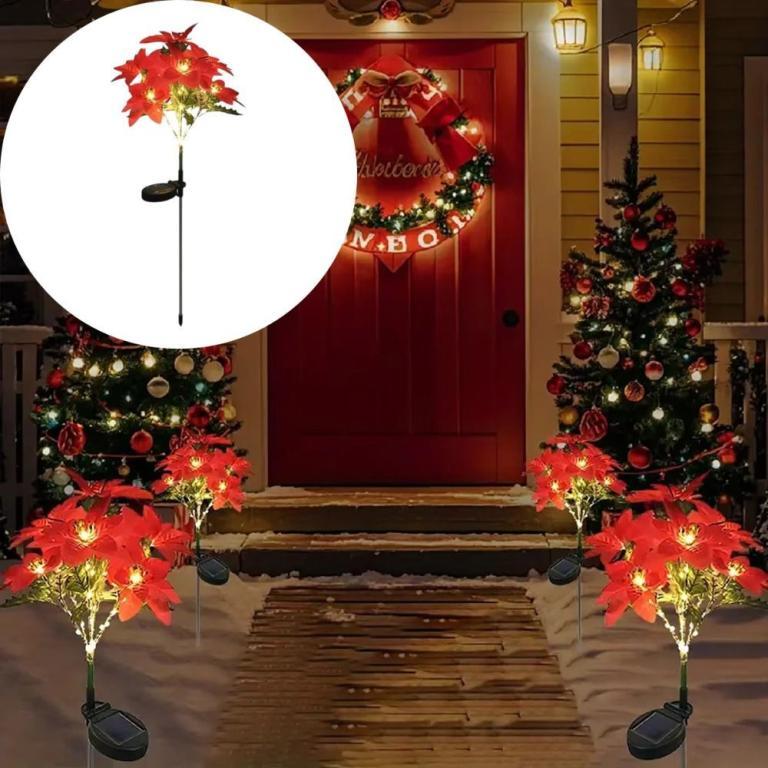 INKSCRIBE​ LED Solar Christmas Flower Lights, LED Solar … in Geylang - Image 1