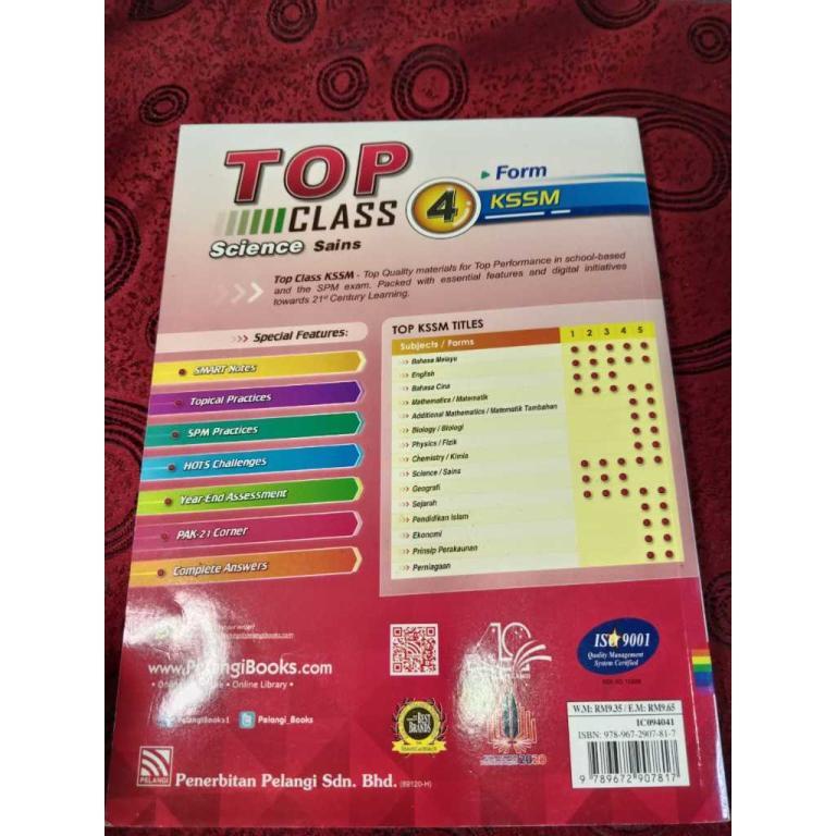 Top Class Science Form 4 KSSM – Sasbadi (Preloved) in Bukit Merah - Image 1