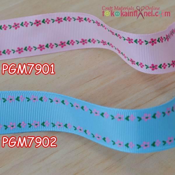 Pgm79 Grosgrain Ribbon 1 Inch Small Floral Edge Motif Per Meter in North-Eastern Islands - Image 1